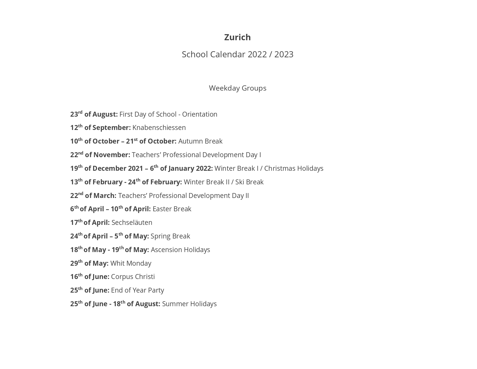 School Calendar Zurich 2022 2023 page 0001