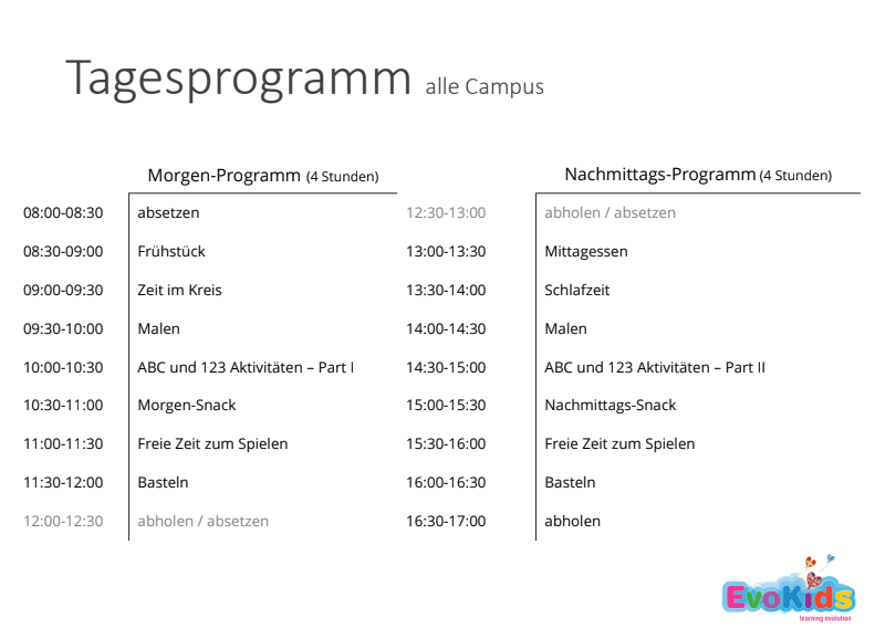 Tagesprogramm